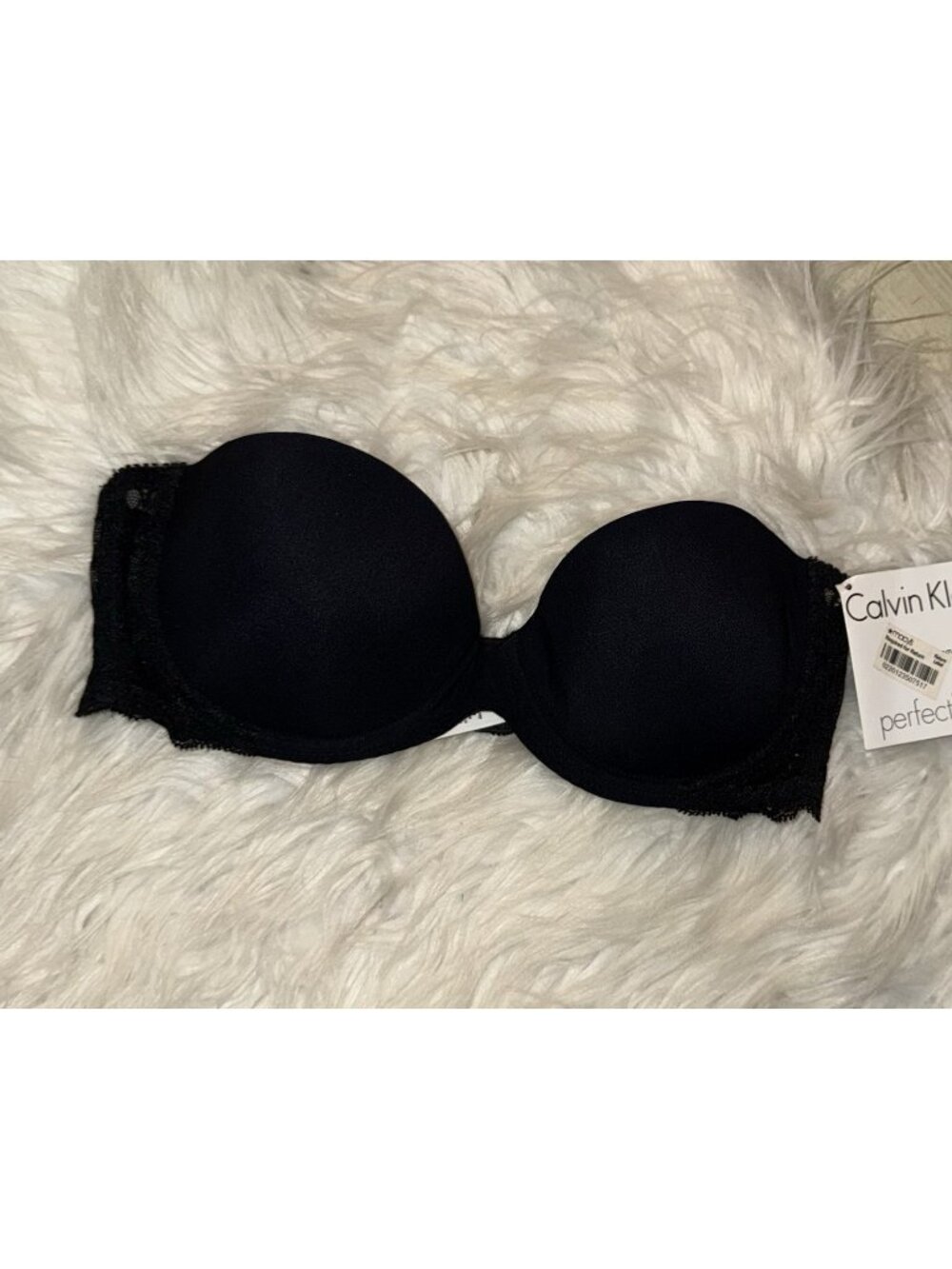 Calvin Klein F2709 Perfectly Fit Strapless Bra Lined UW Womens 36A Black New Nwt